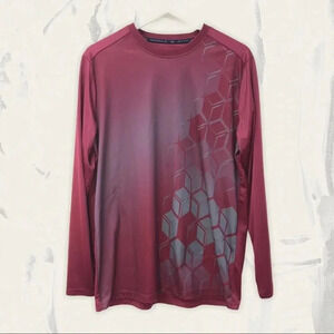 5/$20 ATHLETIC WORKS red geometric long sleeve‎ shirt